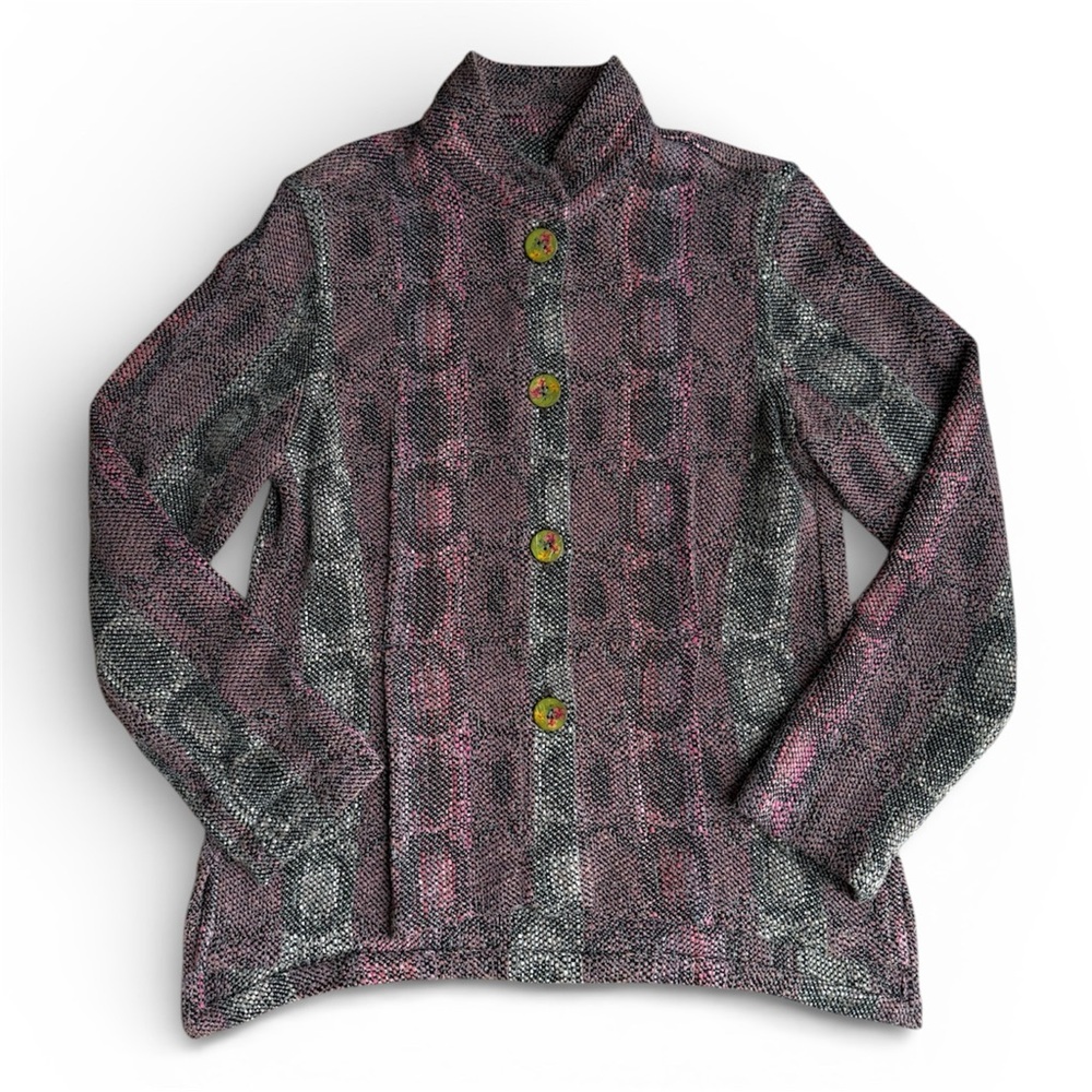 Arlene Wohl Vintage Colorful Button Up Textured Blazer Jacket Small Handwoven
